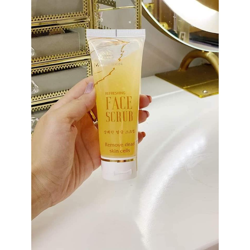 Tẩy da chết Magic Skin Refreshing Face Scrub 👍 Gel tẩy da chết DỊU NHẸ cho Da mặt ✔ CHÍNH HÃNG