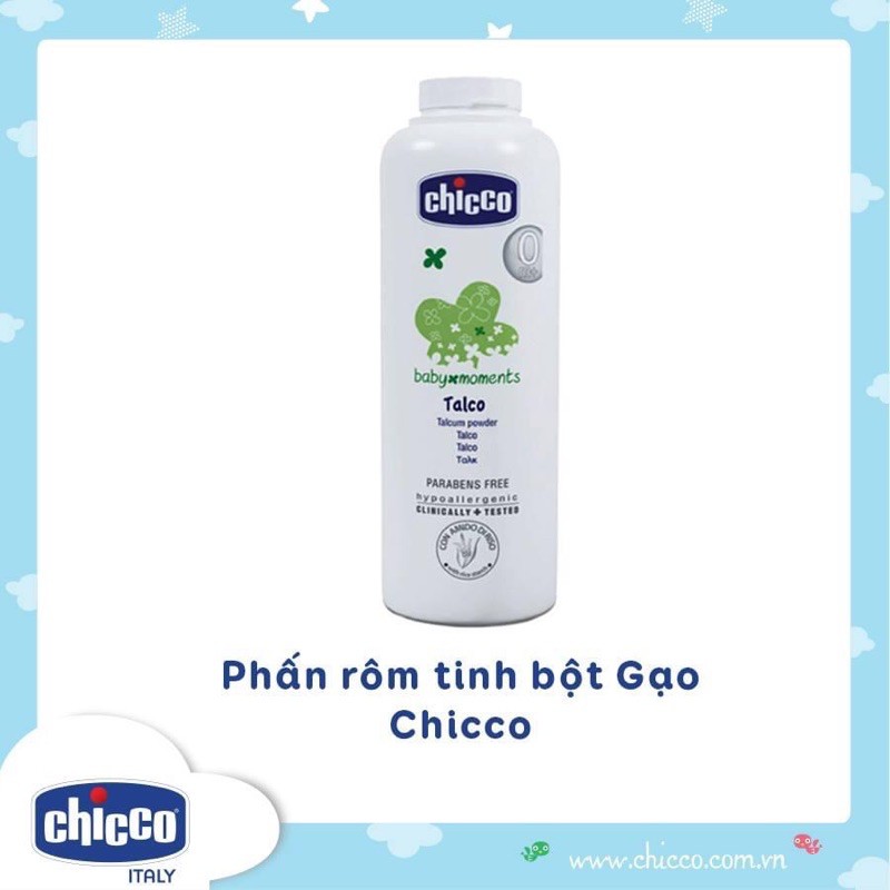 PHẤN RÔM TINH BỘT GẠO CHICCO 150GR CHO BÉ TỪ SƠ SINH