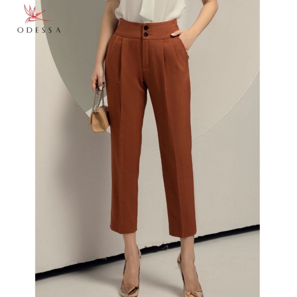 Quần Tây Nữ Công Sở ODESSA Thiết Kế Form Đứng Cạp Cao, Chất Liệu Vải Tuytsi Nhập Khẩu Cao Cấp QS21-015