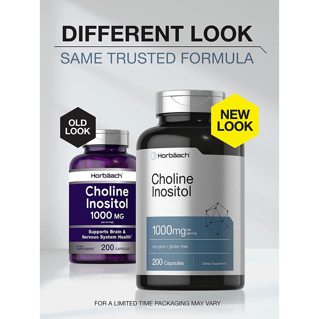 Horbaach Choline Inositol 1000mg - Viên uống hỗ trợ chức năng não, gan, tim mạch và hệ thần kinh khỏe manh 200 viên
