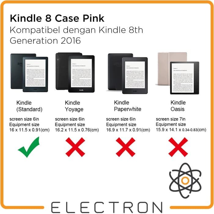 Bao Da Máy Tính Bảng Pu Màu Hồng Đơn Giản Cho Amazon 2016 Kindle 8