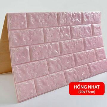 Tấm xốp dán tường giả gạch 3D màu hồng phấn