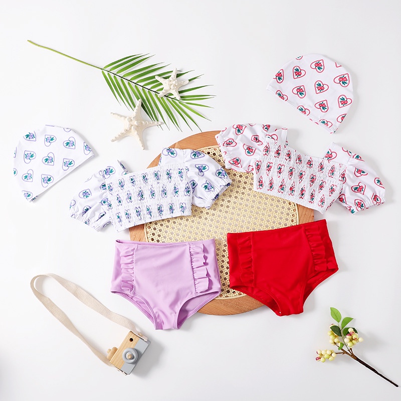 Bộ Đồ Bơi Bikini In Hoa Hoạt Hình Dễ Thương Cho Bé Gái