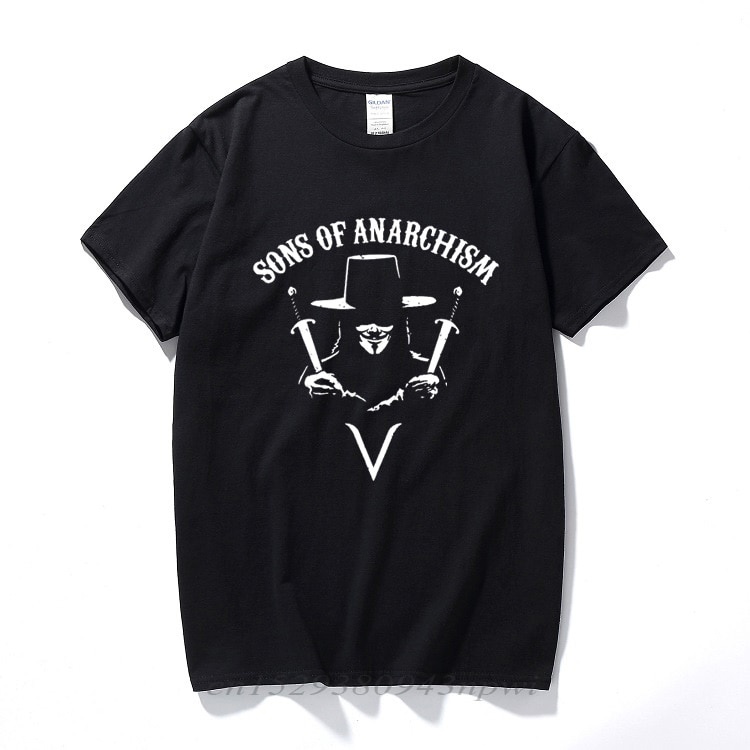 V for Vendetta T Shirt Sons of Anarchism Anarchy Anonymous 4chan Hacktivism Cotton Áo thun ngắn tay 