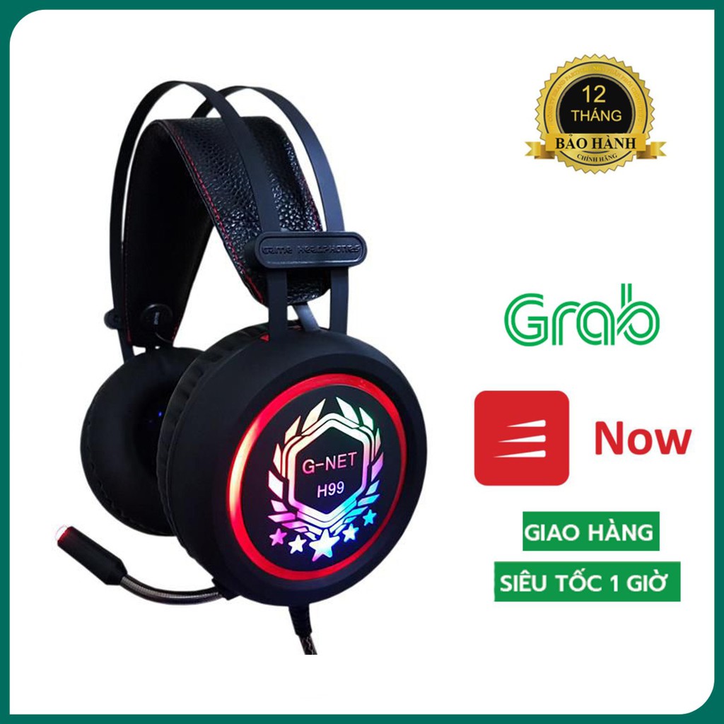 [Chính Hãng] Tai Nghe Gaming G-net H99 Jack 3.5 - Tai nghe chụp tai có đèn led đổi màu - Headphone Dây dài 2 mét