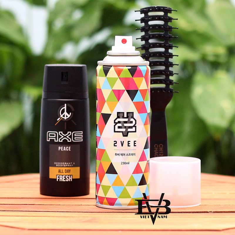 [CHÍNH HÃNG - BYVILAIN SHOP TPHCM] gôm xịt tóc 2Vee + Xịt khử mùi toàn thân AXE 150ml - Tặng kèm lược tạo kiểu Chaoba