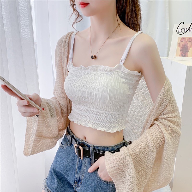 Bralette nhún Bèo Siêu đẹp , Áo hai Dây Trẻ Trung