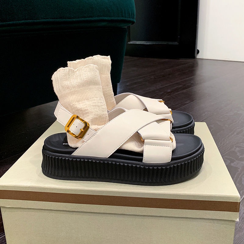 Giày Sandal Đế Dày Có Khóa Gài Phong Cách Cổ Tích Thời Trang 2022 Cho Nữ