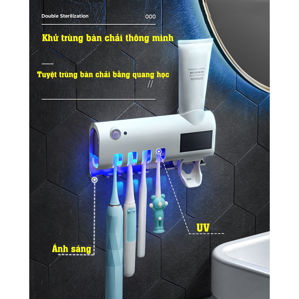 Khay Giá Treo Bàn Chải Đánh Răng, Bộ Nhả Kem Đánh Răng Kết Hợp Khử Trùng Diệt Khuẩn Bằng Tia UV PT Technology