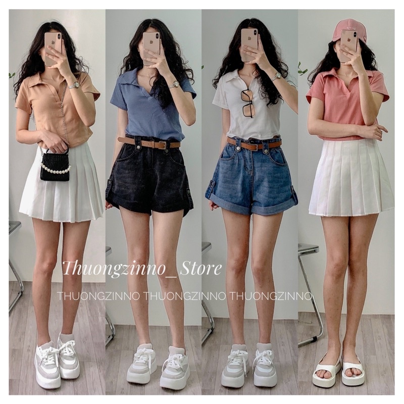 Áo croptop cổ đức nhiều màu hàng Quảng Châu