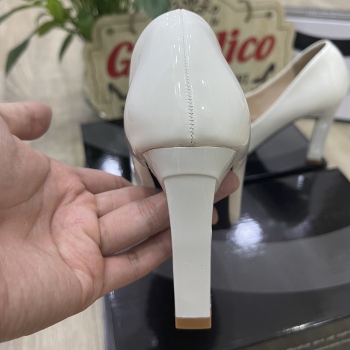 GIÀY CAO GÓT MŨI THẬP CAO 8 PHÂN MÀU TRẮNG -