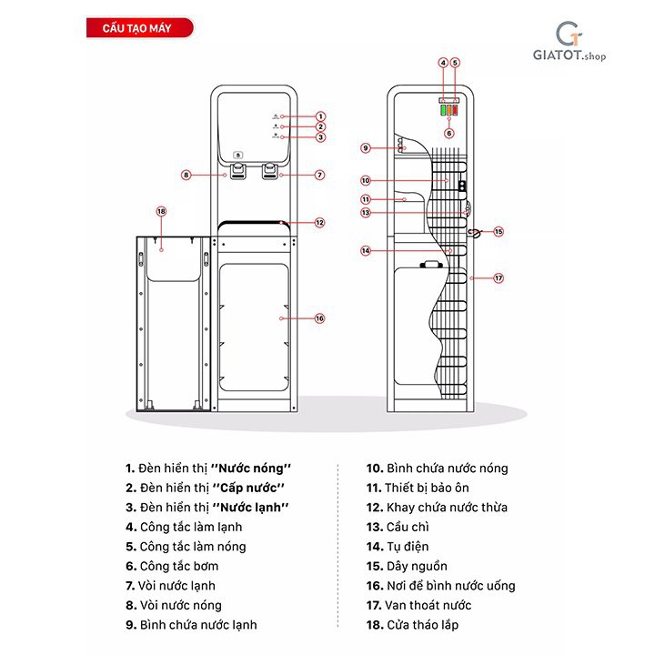 Cây nước nóng lạnh chính hãng Daikiosan hút bình DKD000001