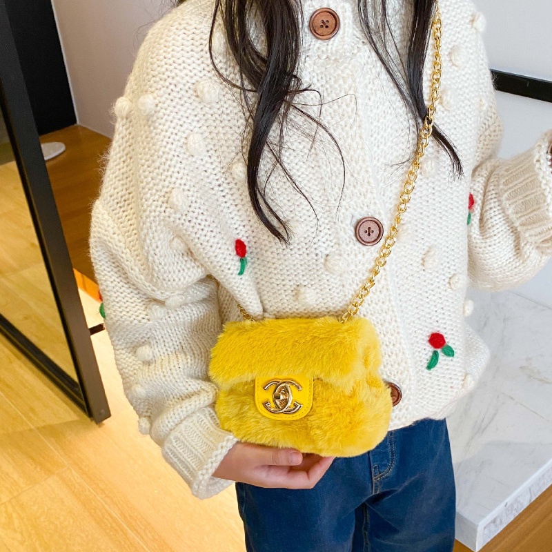 7 Colors Children Shoulder Bags 2021 Autumn Winter New Plush Mini Bag Fashion Girls Princess Chain Messenger Bag