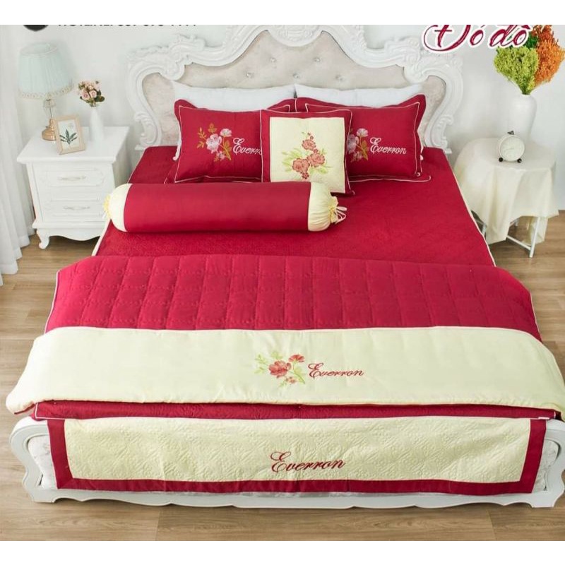 Bộ chăn ga gối cưới 7 món cotton satin cao cấp đủ kích thước 1m6, 1m8 sang trọng thoáng mát