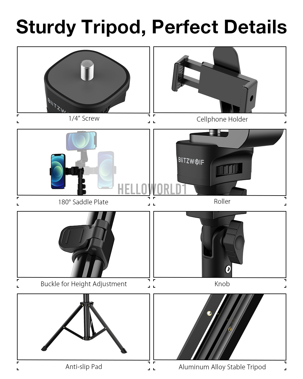 Gậy Chụp Ảnh Baitzwolf 1.6m Điều Khiển Từ Xa | BigBuy360 - bigbuy360.vn
