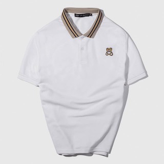Áo polo nam gấu con tay lỡ, áo thun nam ngắn tay cổ bẻ chất cá xấu Cotton P01
