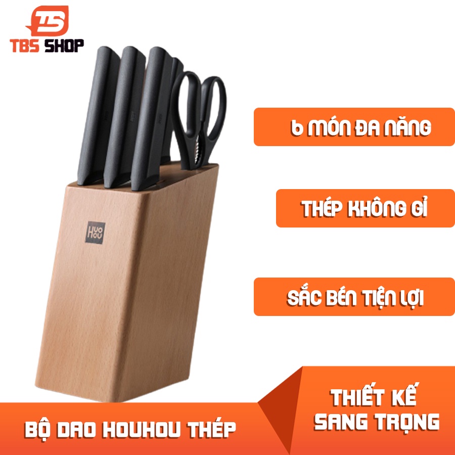 Bộ dao thép không gỉ Xiaomi HOUHOU 6 Món Siêu Bền Bỉ - Bộ Dụng Cụ Làm Bếp