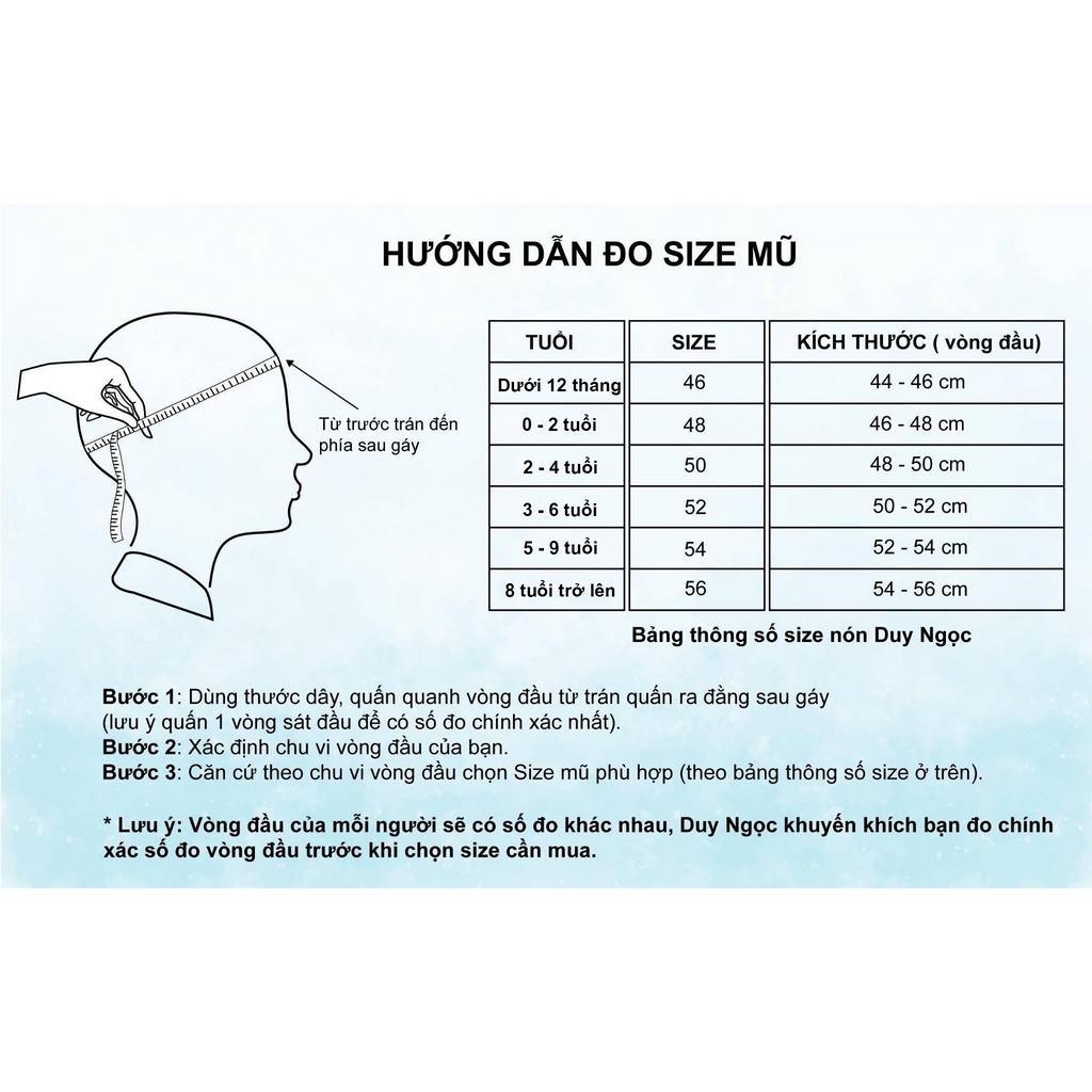 ( Size 48 ) Nón Vành Bé Trai, Bé Gái - Hình thêu Khủng Long đáng yêu- Duy Ngọc (1670)