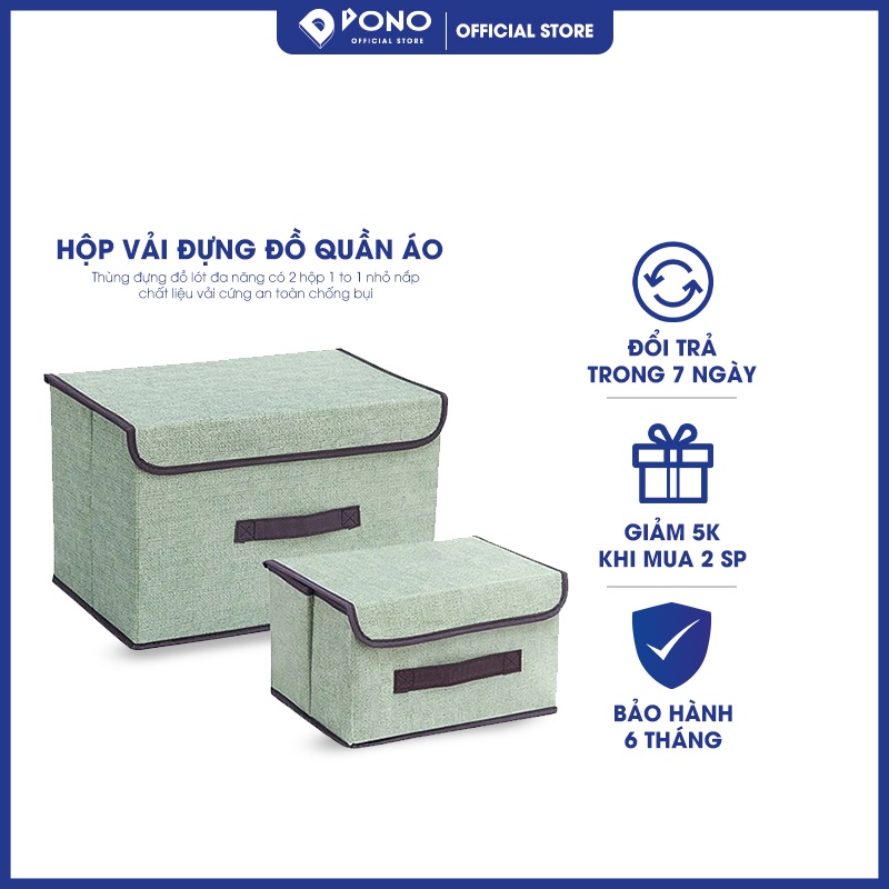Hộp đựng đồ quần áo đồ lót Donii bằng vải có 2 hộp 1 to 1 nhỏ chất liệu vải cứng an toàn chống bụi gọn gàng