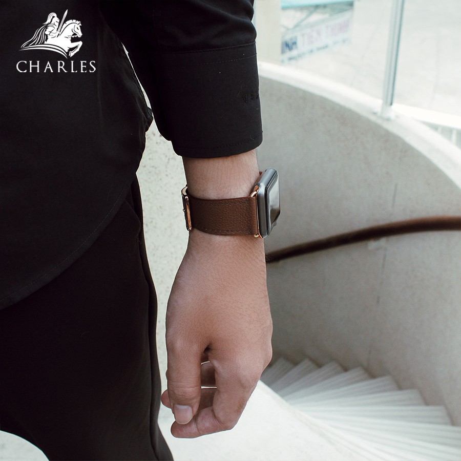 Dây da Nappa CHARLES dây cho Apple Watch Series 1/2/3/4/5/6 | Nappa Chocolate size 42/44