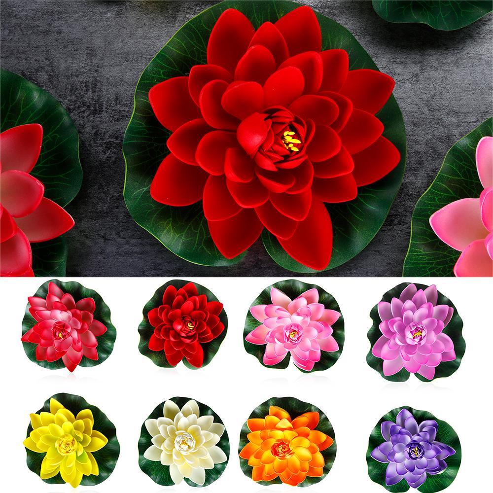 Lá Sen Giả Nổi Trên Mặt Nước Màu Xanh Lá Cây 18cm Trang Trí Nhà Cửa