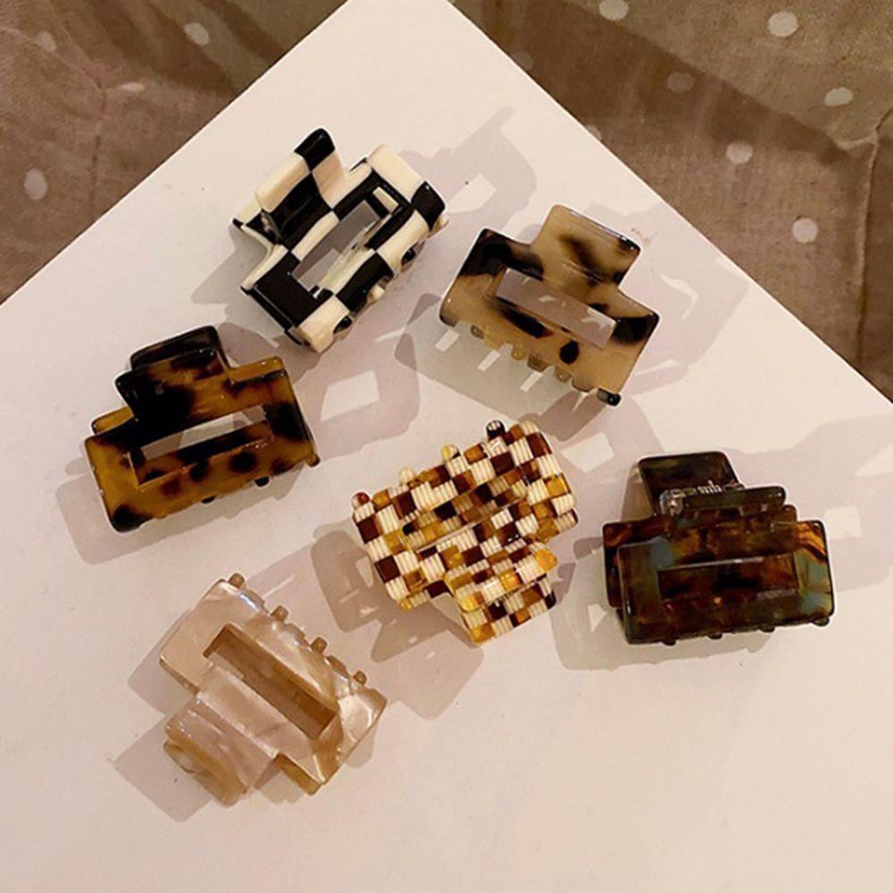 Kẹp Tóc Họa Tiết Da Báo Hình Vuông Phong Cách Retro Thanh Lịch Cho Nữ