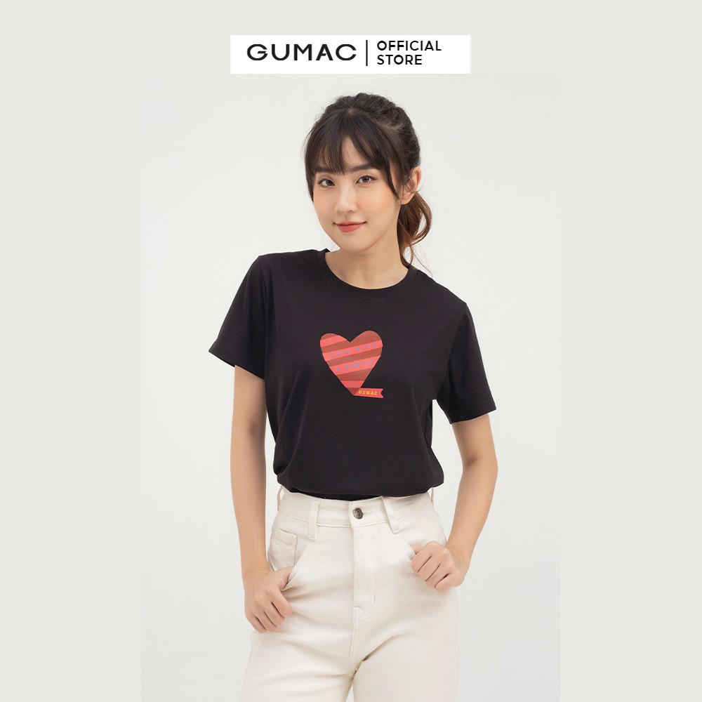 [Mã WABRGM11 giảm 10% đơn 250K] Áo thun nữ GUMAC in trái tim mẫu mới ATB826 | BigBuy360 - bigbuy360.vn