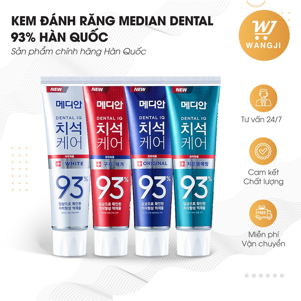 Kem Đánh Răng Median Hàn Quốc Dental 93% Loại Bỏ Mùi Hôi, Giảm Ố Làm Trắng Răng 120G - Wangji