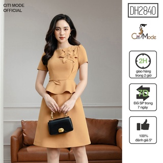 Đầm công sở CITI MODE FASHION dáng xòe peplum thiết kế phối họa tiết đính hoa DH2840