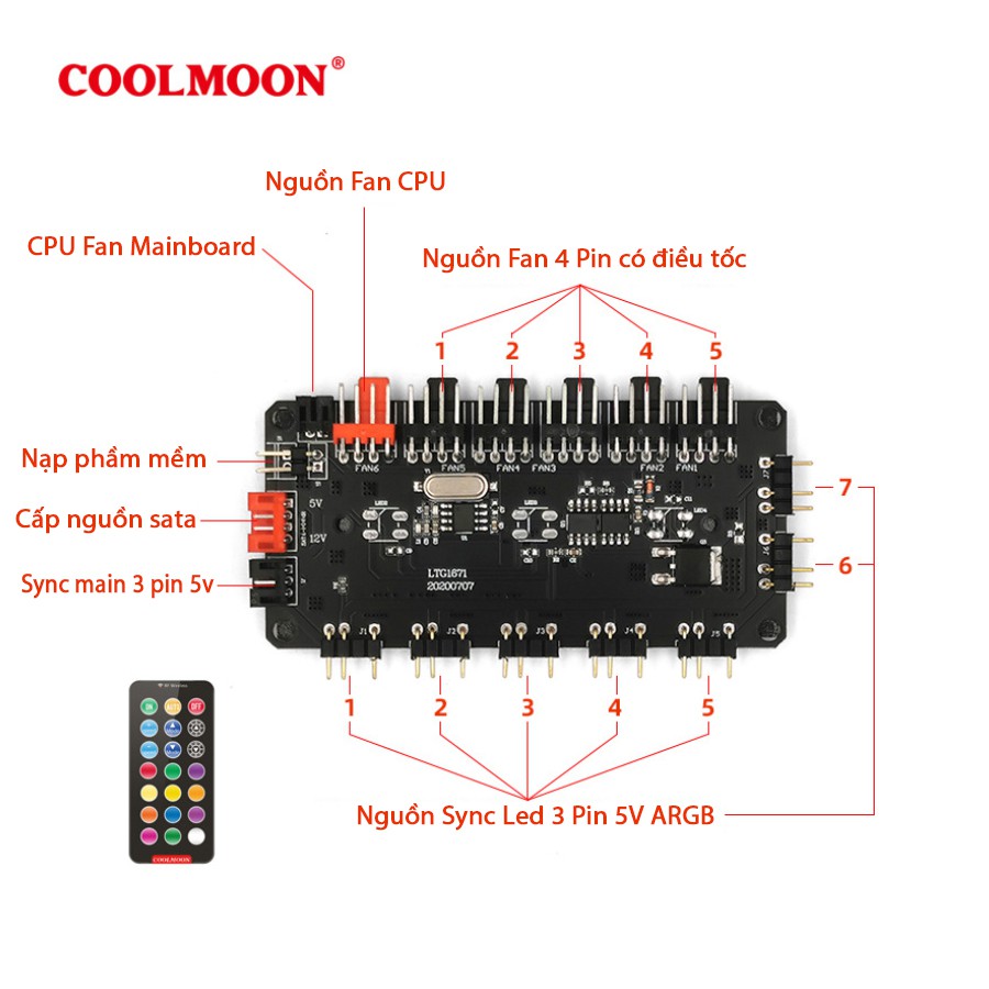 Dây Chuyển Đổi Led Jack 4 Pin Sang 3 Pin 5v Đồng Bộ Mainboard Và Hub P-ARGB - Dùng Cho Dây Led, Giá Đỡ VGA, Cover Che Ng