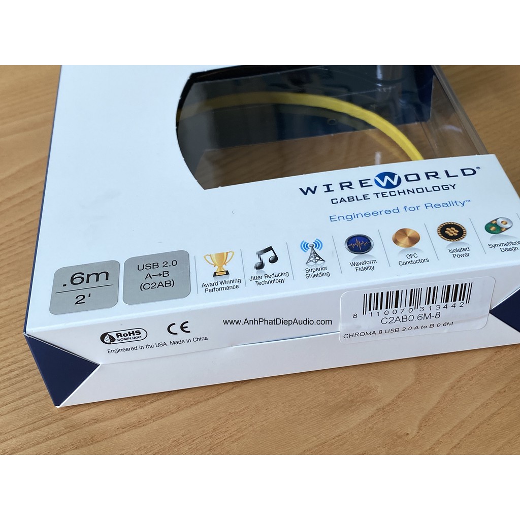 Dây usb WIREWORLD Chroma 8 USB 2.0 A to B Audio Cables