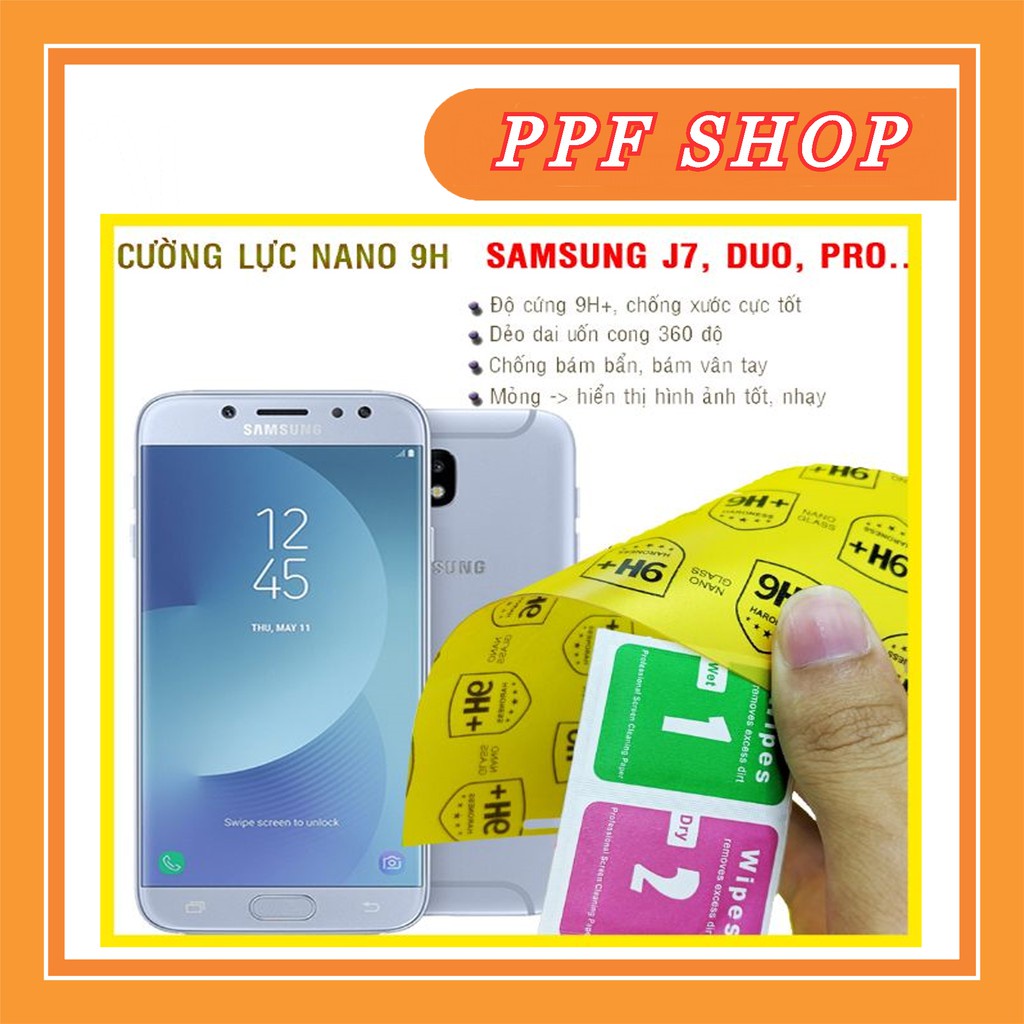 Kính cường lực dẻo Ceramic 9H+ Cho Samsung J7 2016, J7 Duo, J7 Plus, J7 Prime, J7 Pro Full Màn 98%(Tặng kèm Bộ giấy lau