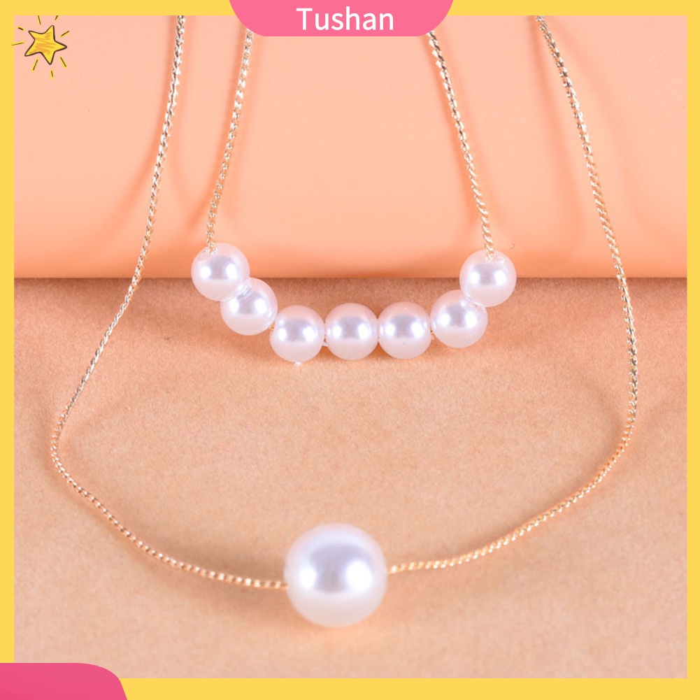 vòng cổ Hai Tầng Đính Ngọc Trai Giả Thời Trang Nhật Hàn Cho Nữ