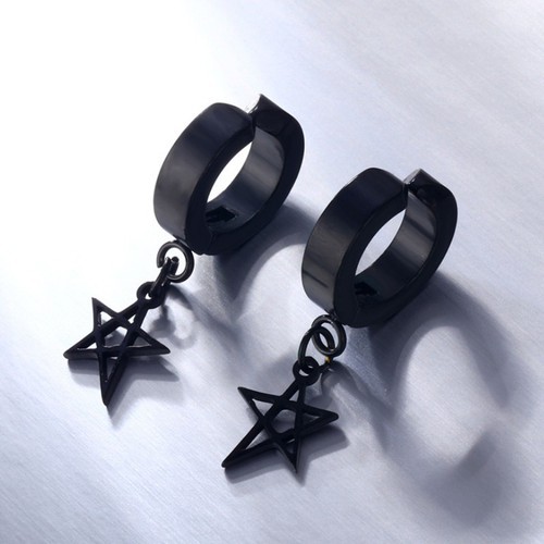 Bông Tai Nam Loại Kẹp Ko Cần Bấm Lỗ Tai Ngôi Sao Tòn Ten Titan Ko Đen TT 2596