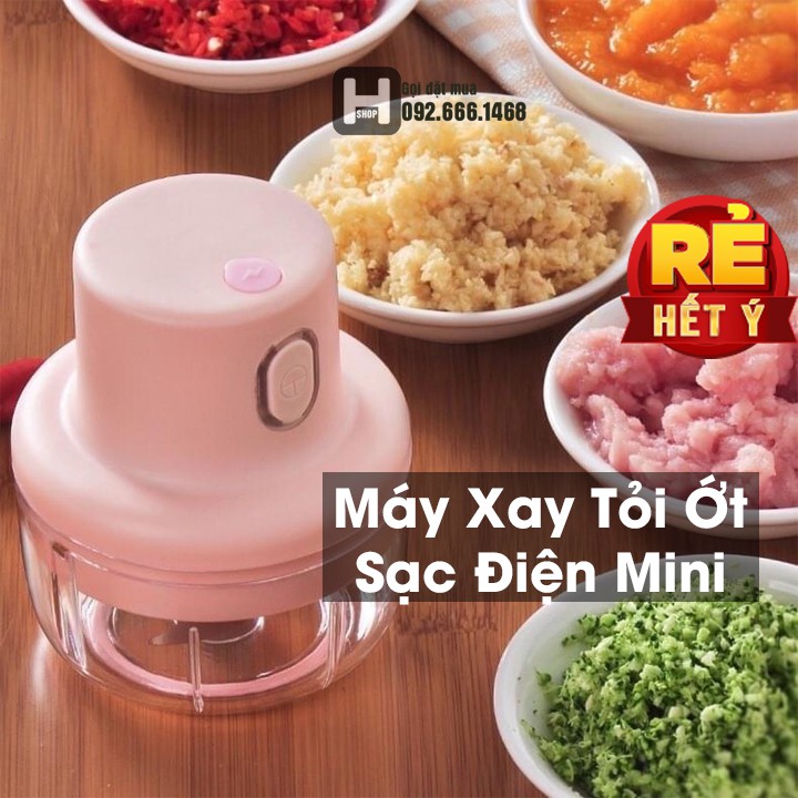 Máy Xay Tỏi Ớt Điện Mini Đa Năng Lưỡi Dao Bằng Hợp Kim Cao Cấp