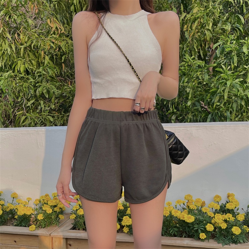 QKOOLE  Quần Short Thể Thao Màu Sắc Đơn Giản Cho Nữ