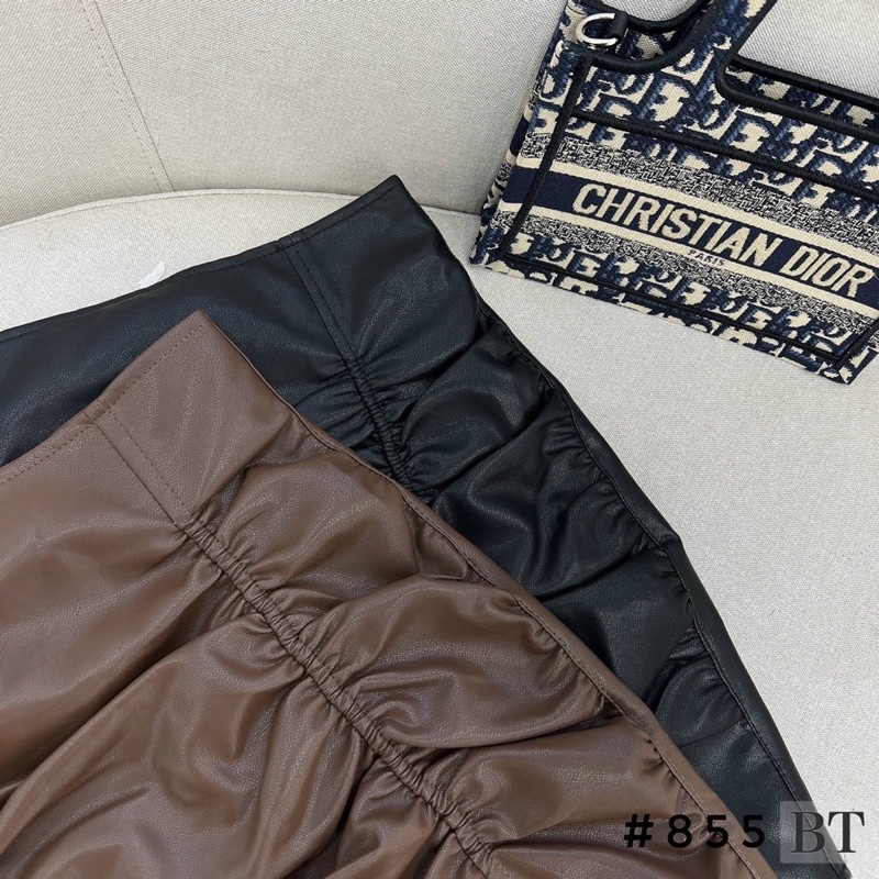 Chân váy da nhúm chun 2 đùi dáng ôm hàng QCL1