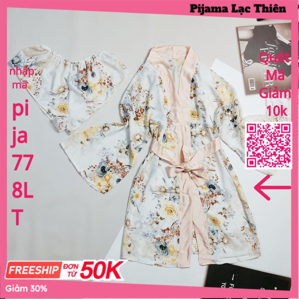 Áo Choàng Ngủ Voan Xuyên Thấu, Áo Choàng Ngủ Kimono Kèm Quần Gợi Cảm Quyến Rủ Cho Nữ. | BigBuy360 - bigbuy360.vn