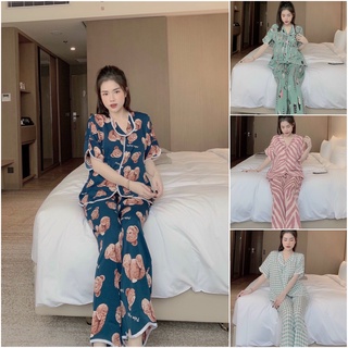 Đồ bộ pijama lụa tay cộc latin cao cấp