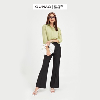 Quần tây nữ ống loe GUMAC màu đen trơn thanh lịch QB433