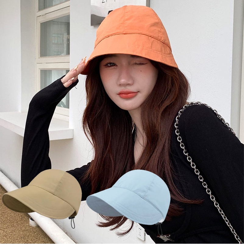 Nón Tai Bèo Vành Rộng Chống Tia UV Thiết Kế Dây Rút Co Giãn Thoáng Khí Màu Sắc Đơn Giản Thời Trang Cho Nữ