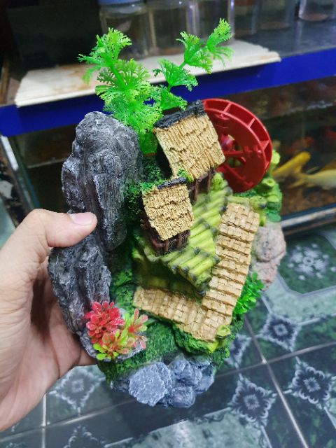CẢNH NÚI BÁNH QUAY TRANG TRÍ HỒ CÁ NON BỘ 22x11x15cm