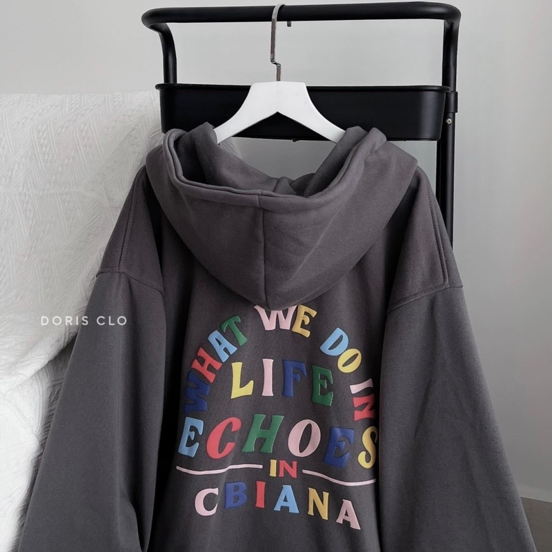 [ẢNH THẬT] Áo Nỉ Hoodie Kéo Khoá Chữ Cầu Vòng 7 Màu Thu Đông Mũ 2 Lớp  Dáng Rộng Tay Phồng Đẹp Unisex