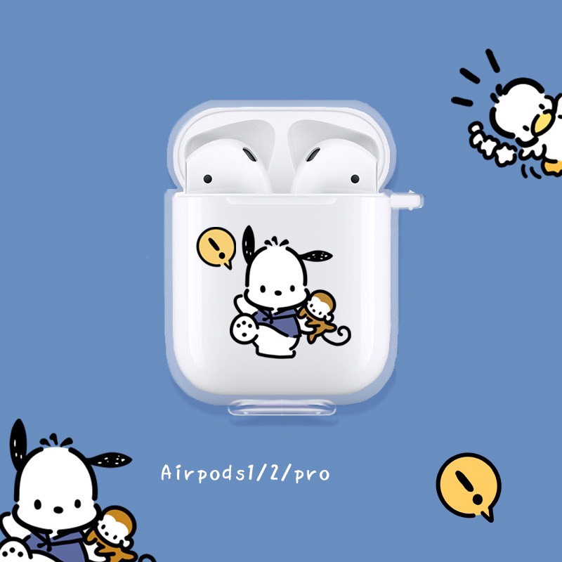 Case Airpod 1/2/3 Airpod Pro Vỏ Ốp Bọc Tai Nghe Airpod Hình chó pochacco Chất Liệu Silicon Dẻo kèm móc cài