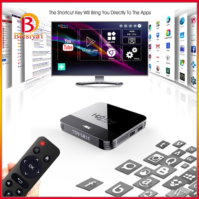 [BLESIYA1] TV Box Android 9.0 H96 Mini H8 RK3228A 2.4G/5G WIFI Set Top Box 1+8GB US