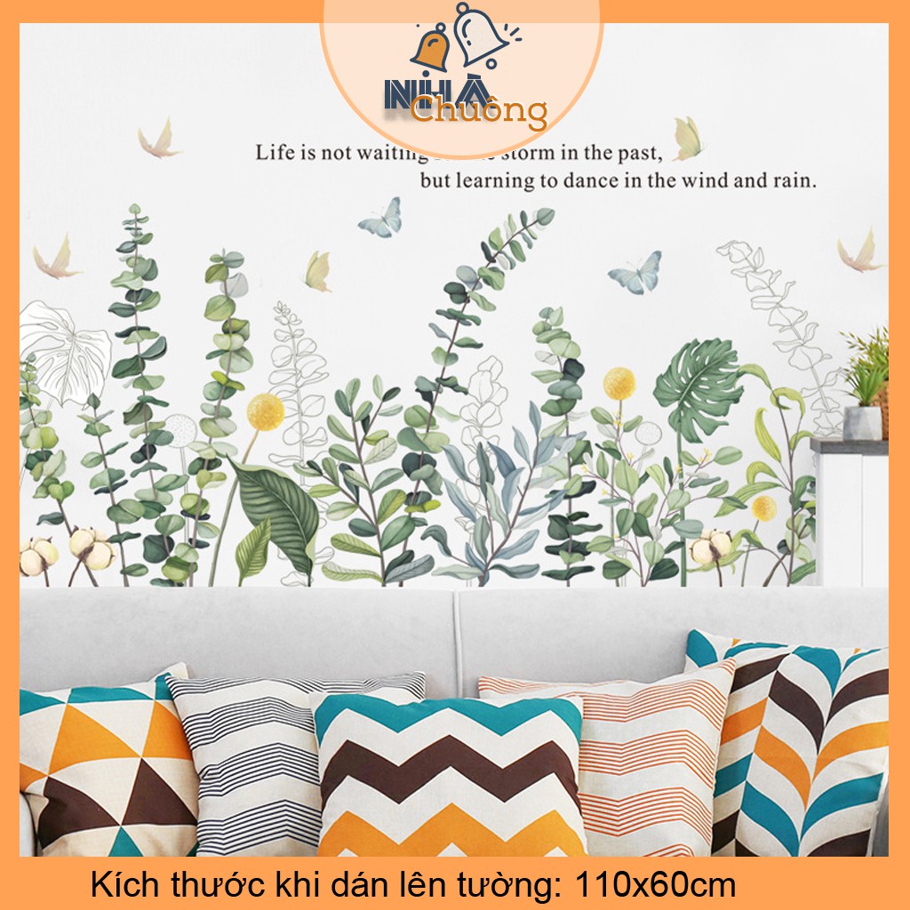 Decal dán tường, trang trí chân tường ký túc xá, lớp học, phòng ngủ (C9: Dàn hoa)