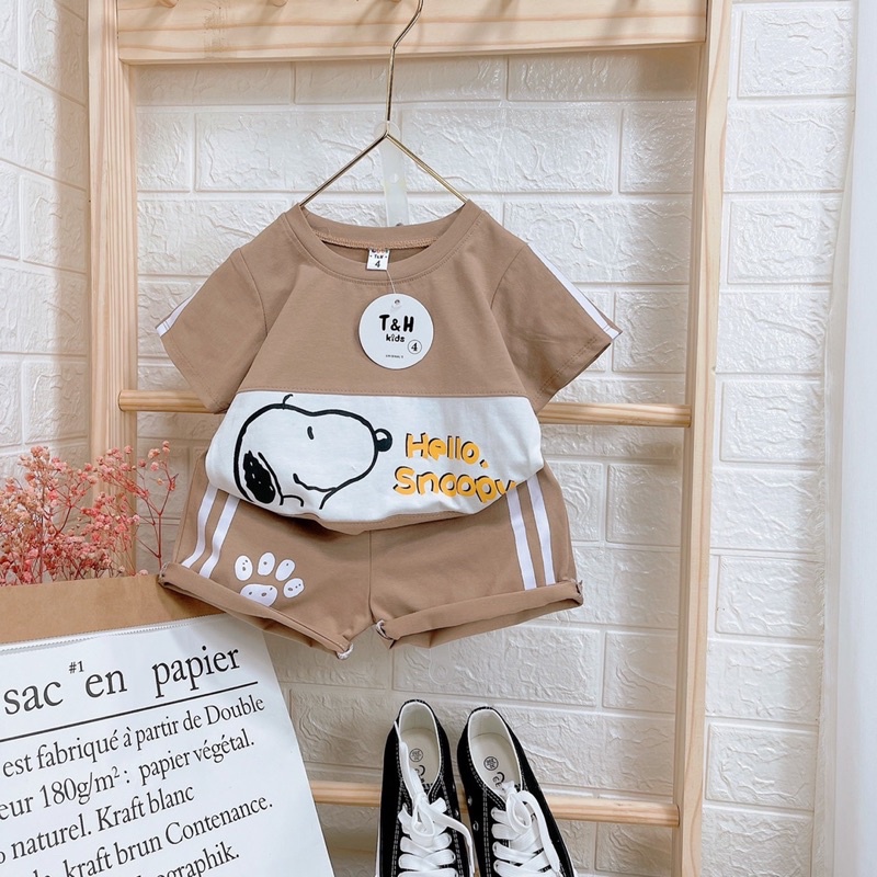 Bộ quần áo cho bé trai bé gái set bé trai bé gái 8-18kg Củ khoai tây shop chất cotton in hình snoopy đáng yêu