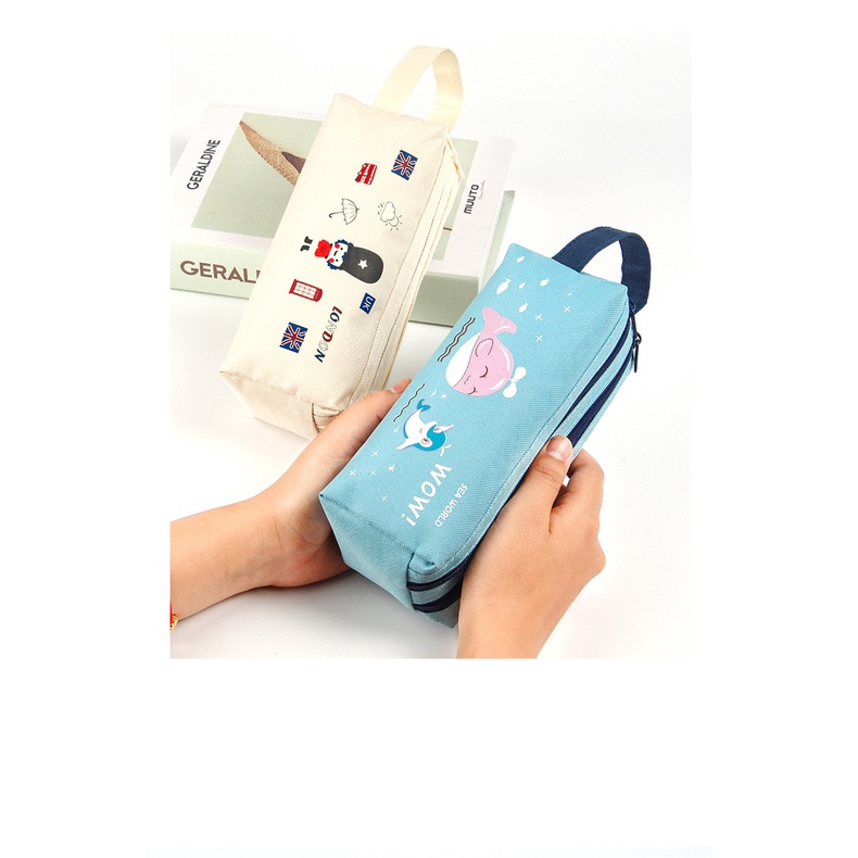 Hộp bút vải 2 ngăn Timon cute - thiết kế đẹp mắt - logo dễ thương - nhiều màu sắc