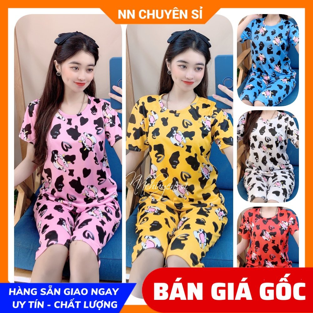 Đồ bộ nữ mặc nhà chất thun mềm mịn mát in hình bò sữa in họa tiết dễ thương BTT50