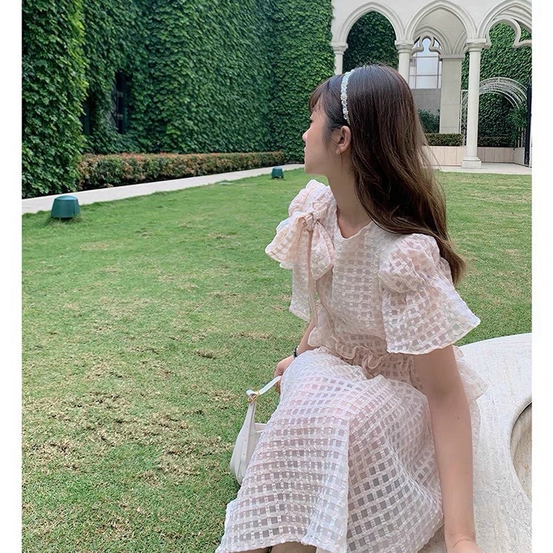 Đầm tơ bèo tay ngắn